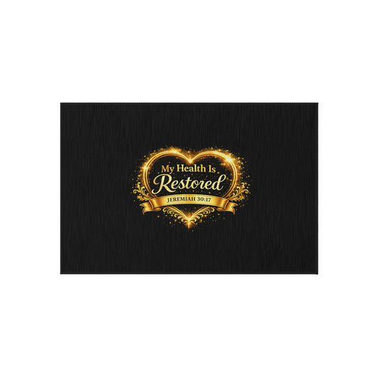Outdoor Rug — “My Health Is Restored” Scripture Welcome Mat (Jeremiah 30:17)