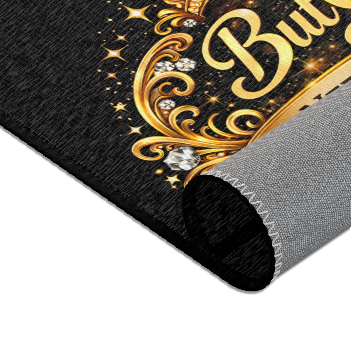 Area Rug — “But God Need A Word?” Gold Crown Decorative Accent Rug