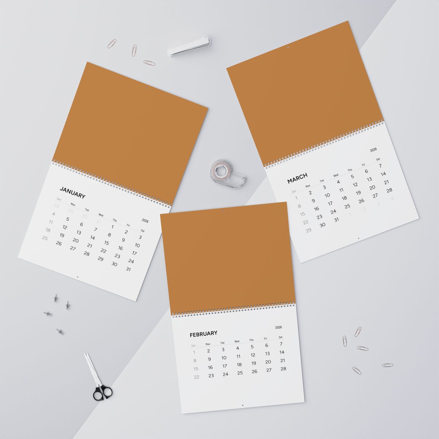 2026 Minimal Blue Wall Calendar — Modern Monthly Planner