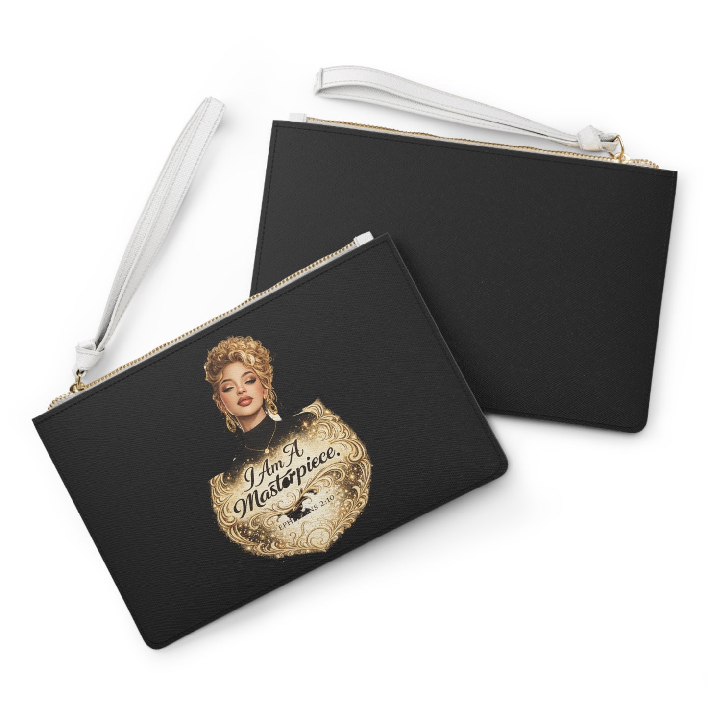 Clutch Bag — "I Am A Masterpiece" Gold Crest Wristlet