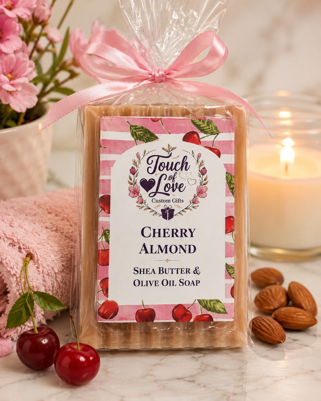 Cherry Almond Soap & Soap Dish Gift Set