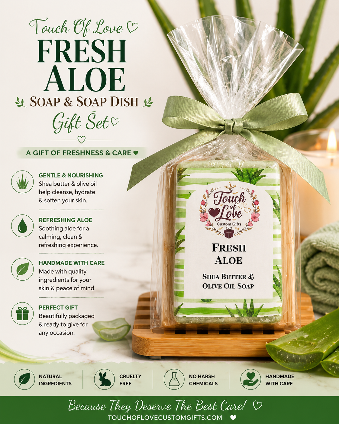 Fresh Aloe Soap & Soap Dish Gift Set