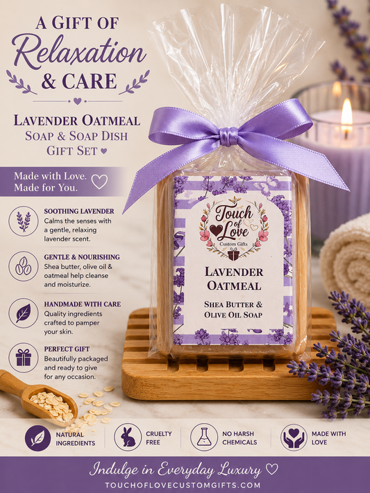 Lavender Oatmeal Soap & Soap Dish Gift Set