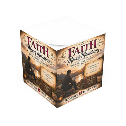 Heavenly Love Cubes Faith Moves Mountains — Inspirational Religious Sticky Note Cube (2 Corinthians 5:7)