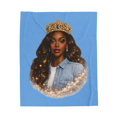 Plush Blanket — 'But God' Queen Portrait Velveteen Throw