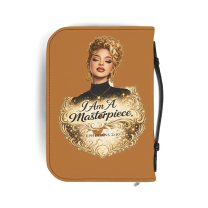 Bible Cover — "I Am A Masterpiece" Inspirational Scripture Zippered Cover (Ephesians 2:10)