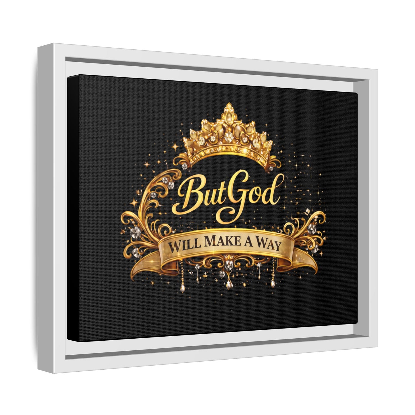Framed Matte Canvas - "But God Apparel" Gold Crown Wall Art