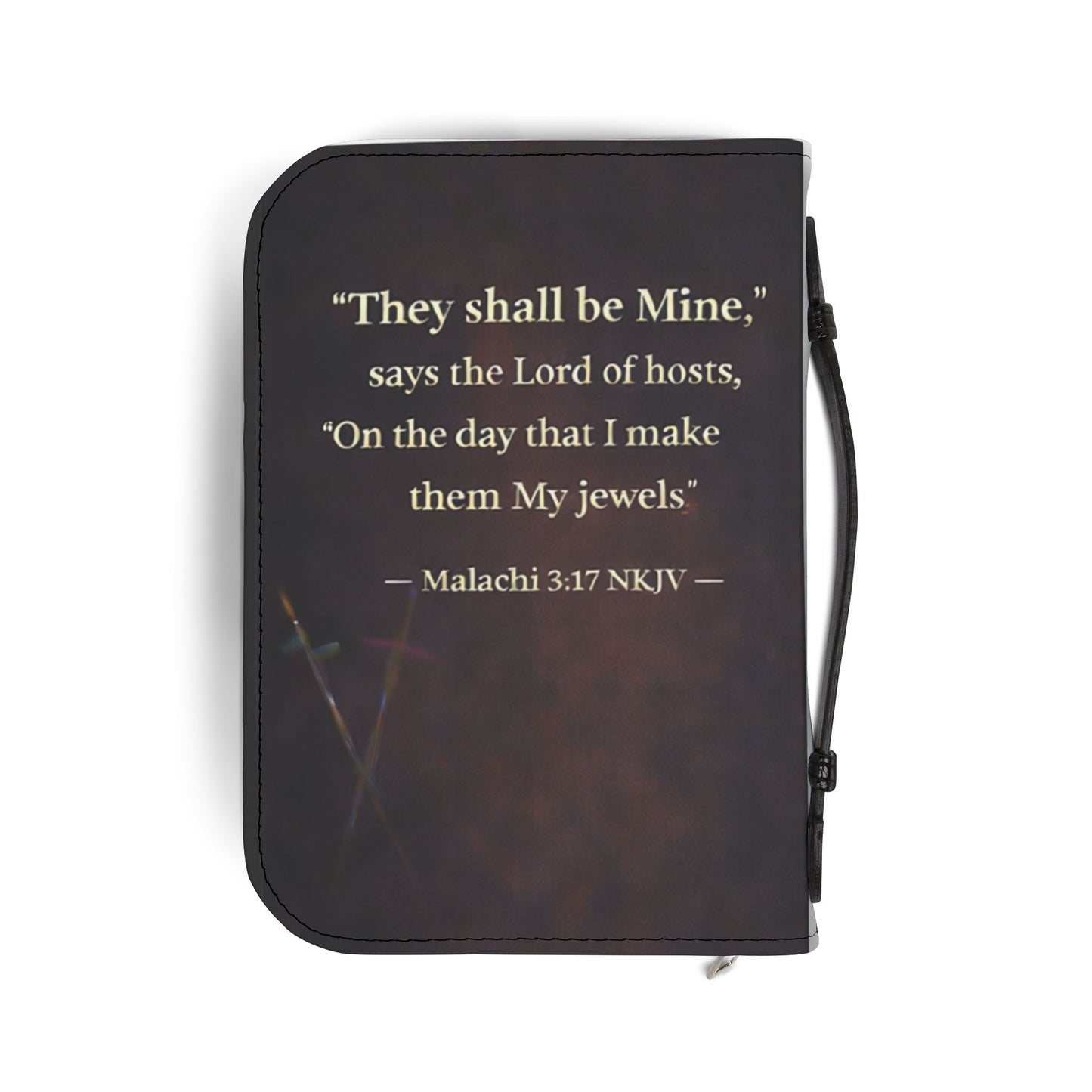 Bible Cover — "More Precious Than Jewels" Zippered Bible Case with Malachi 3:17 Verse