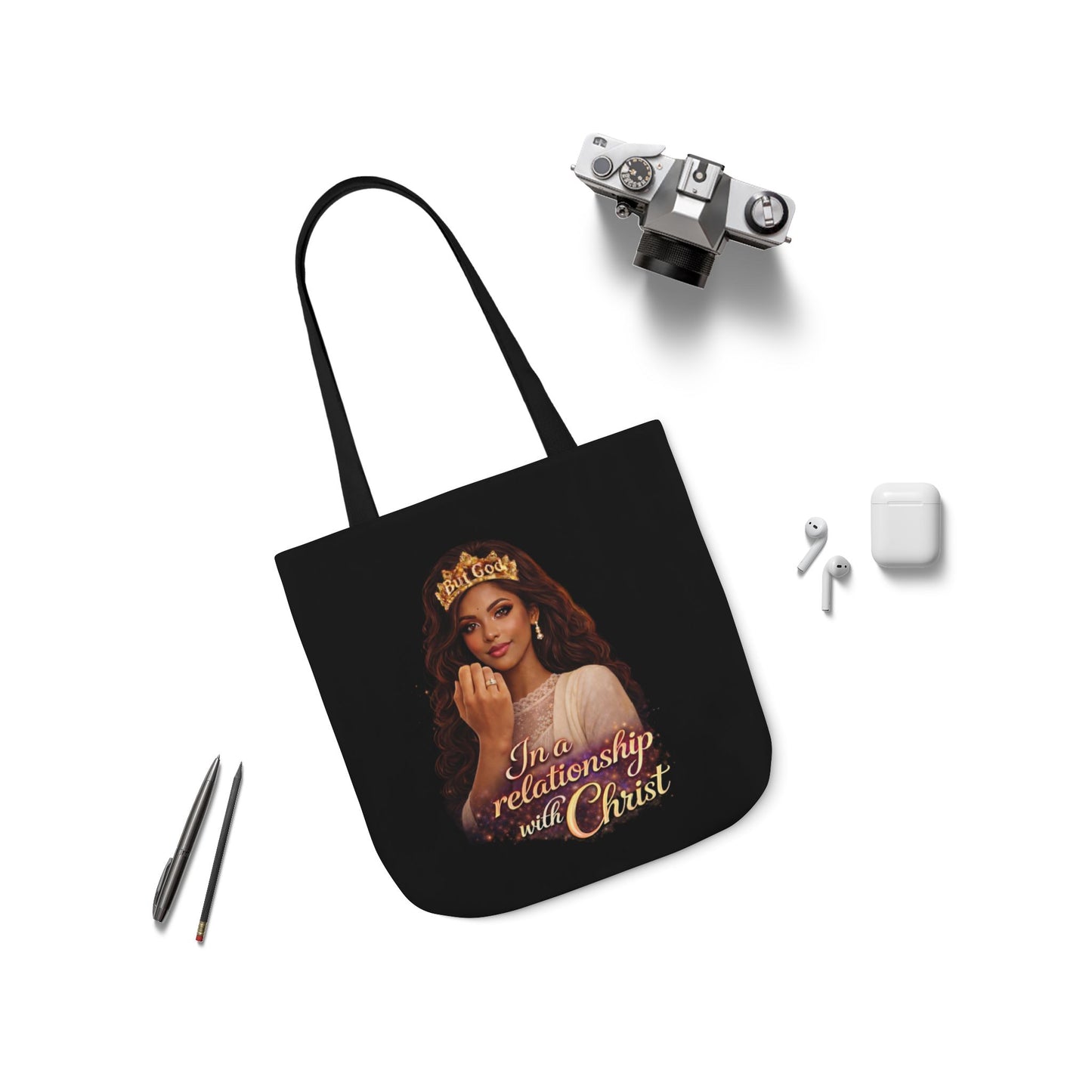 Christian Queen Tote Bag — "I'm in a Relationship with Christ" Canvas Tote