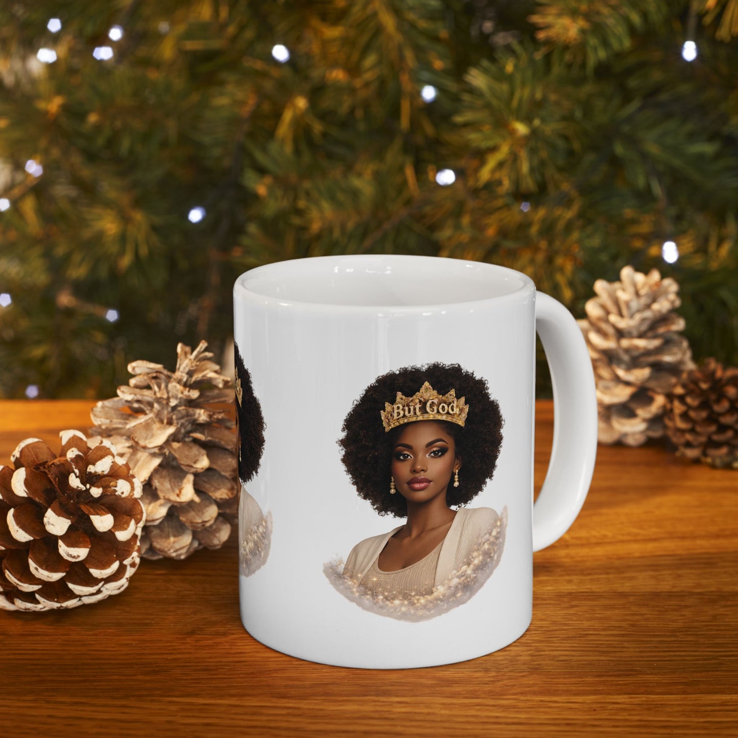 But God Crowned Queen Ceramic Mug — Inspirational Black Woman Coffee Mug (11oz/15oz)