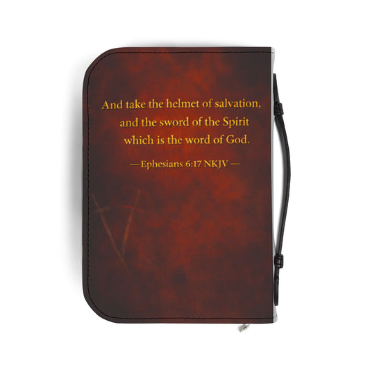 Bible Cover — "I Fight With The Word, Not My Words" Flame Armor Zippered Bible Case