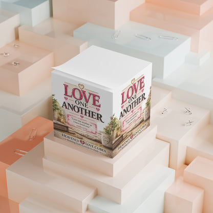 Heavenly Love Cube— "Love One Another" Inspirational Scripture Desk Notepad (John 13:34)