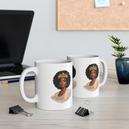 But God Crowned Queen Ceramic Mug — Inspirational Black Woman Coffee Mug (11oz/15oz)