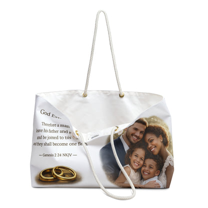 God Established Tote Bag— Genesis 2:24 Family Wedding Travel Tote