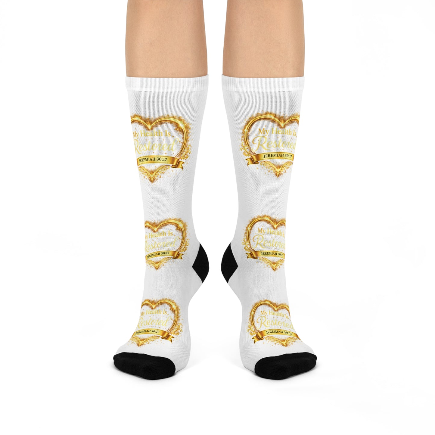 "My Health Is Restored" Cushioned Crew Socks – Giftable Novelty Socks