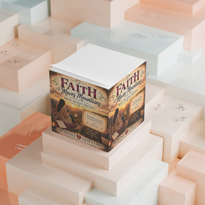 Heavenly Love Cubes Faith Moves Mountains  – Inspirational Religious Sticky Notes with Bible Verse (Mark 9:23)