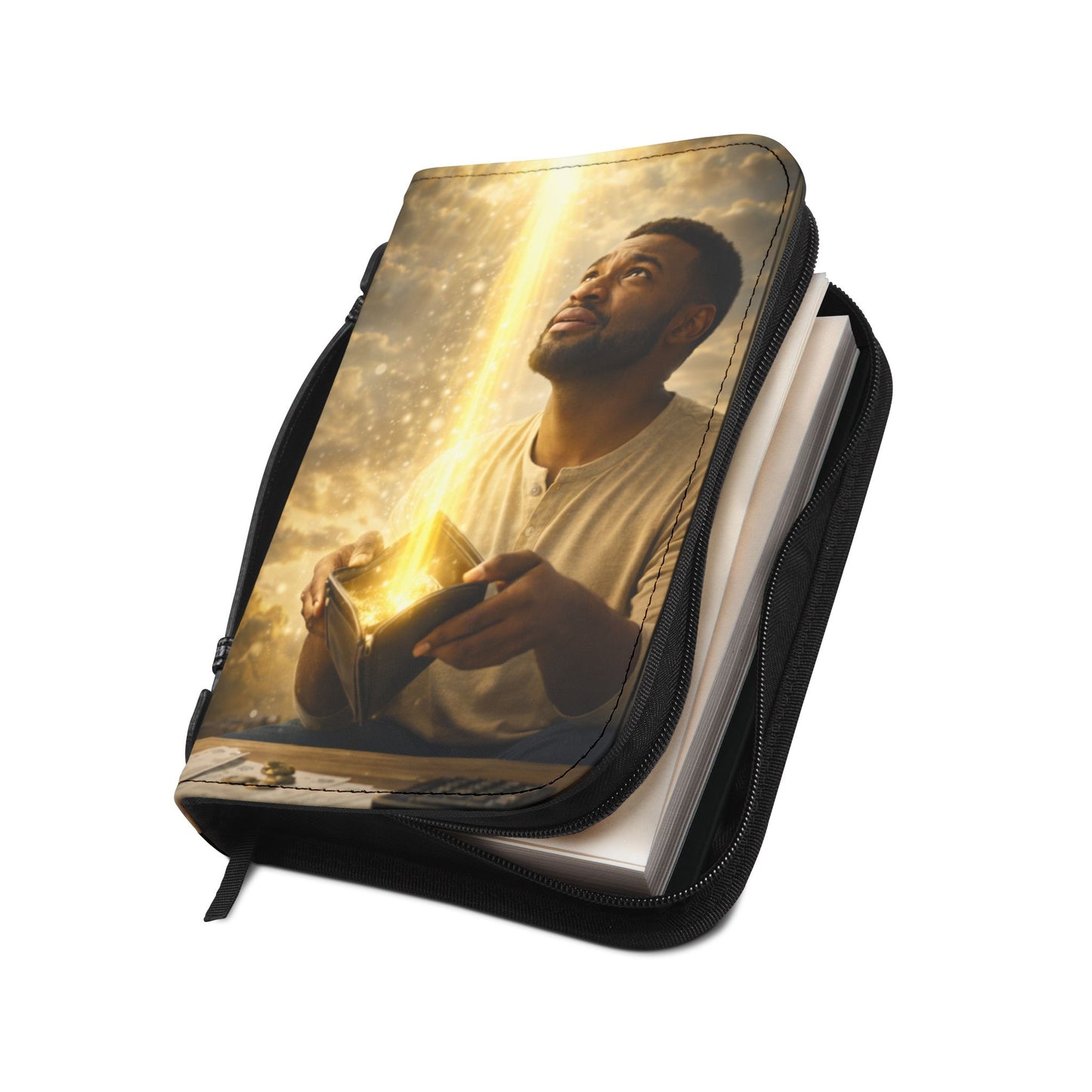 Bible Cover — "God Is My Source" Inspirational Zippered Bible Case