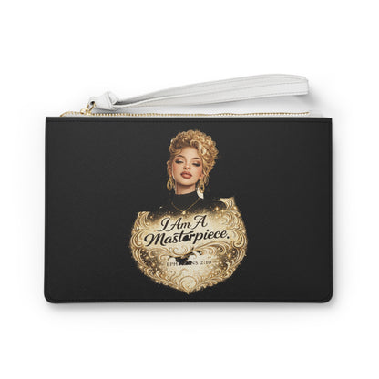 Clutch Bag — "I Am A Masterpiece" Gold Crest Wristlet