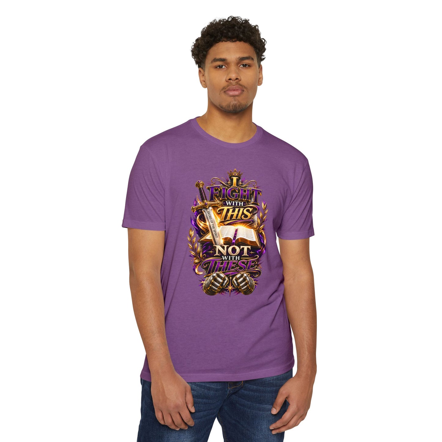Christian Faith T-Shirt — "I Fight With This Not With These" Gospel Tee