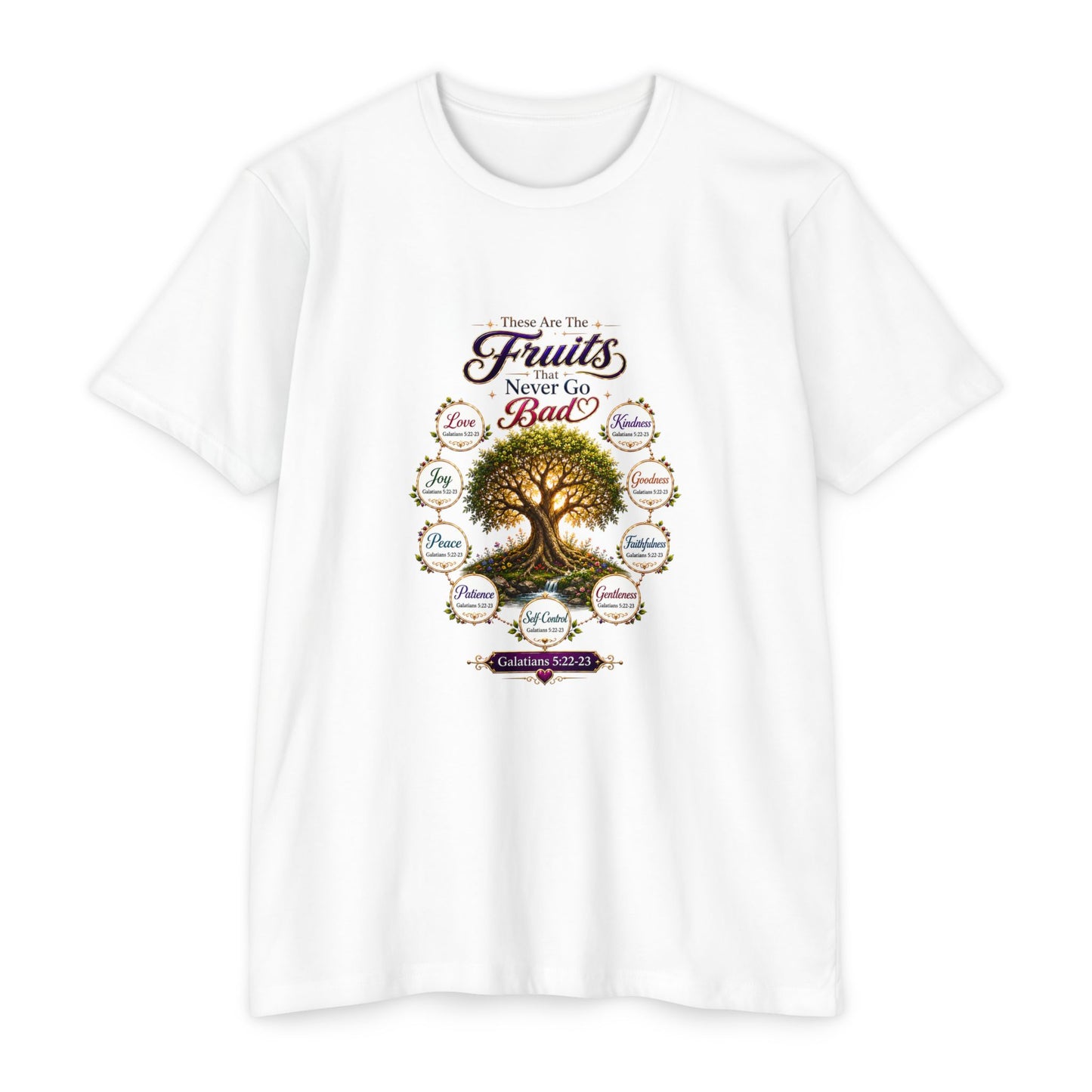 T-Shirt — Fruit of the Spirit Tree Design (Galatians 5:22-23)