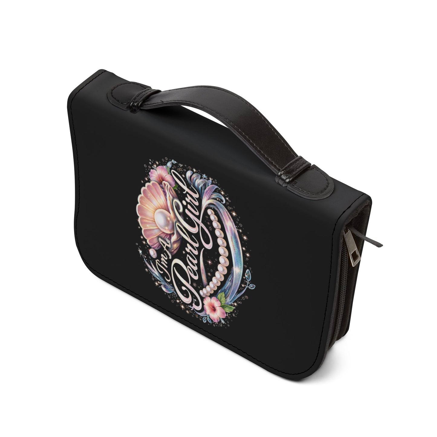 Bible Cover — "I'm A Pearl Girl" Floral Pearl Design Zippered Bible Case
