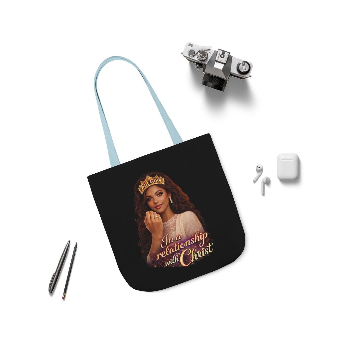 Christian Queen Tote Bag — "I'm in a Relationship with Christ" Canvas Tote