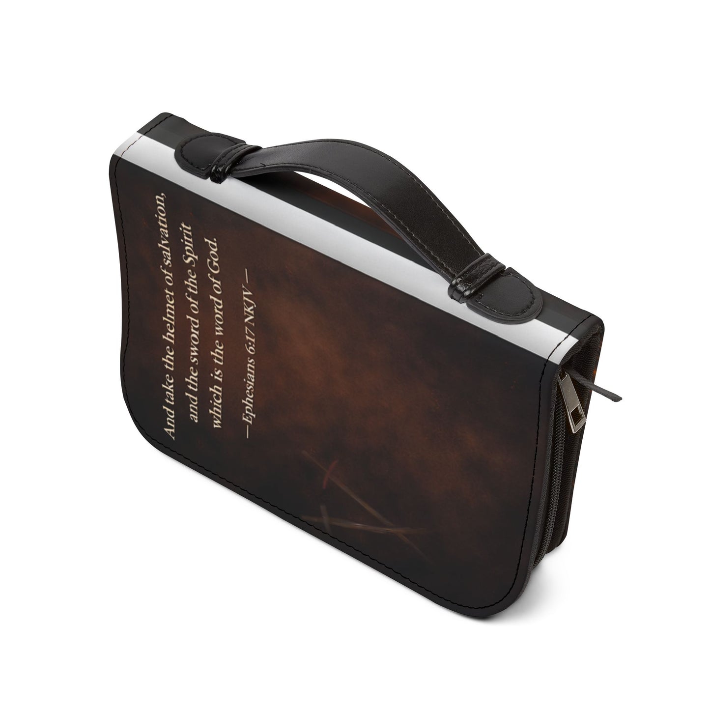Bible Cover - "I Fight With The Word Not My Words" Christian Armor Zippered Bible Case