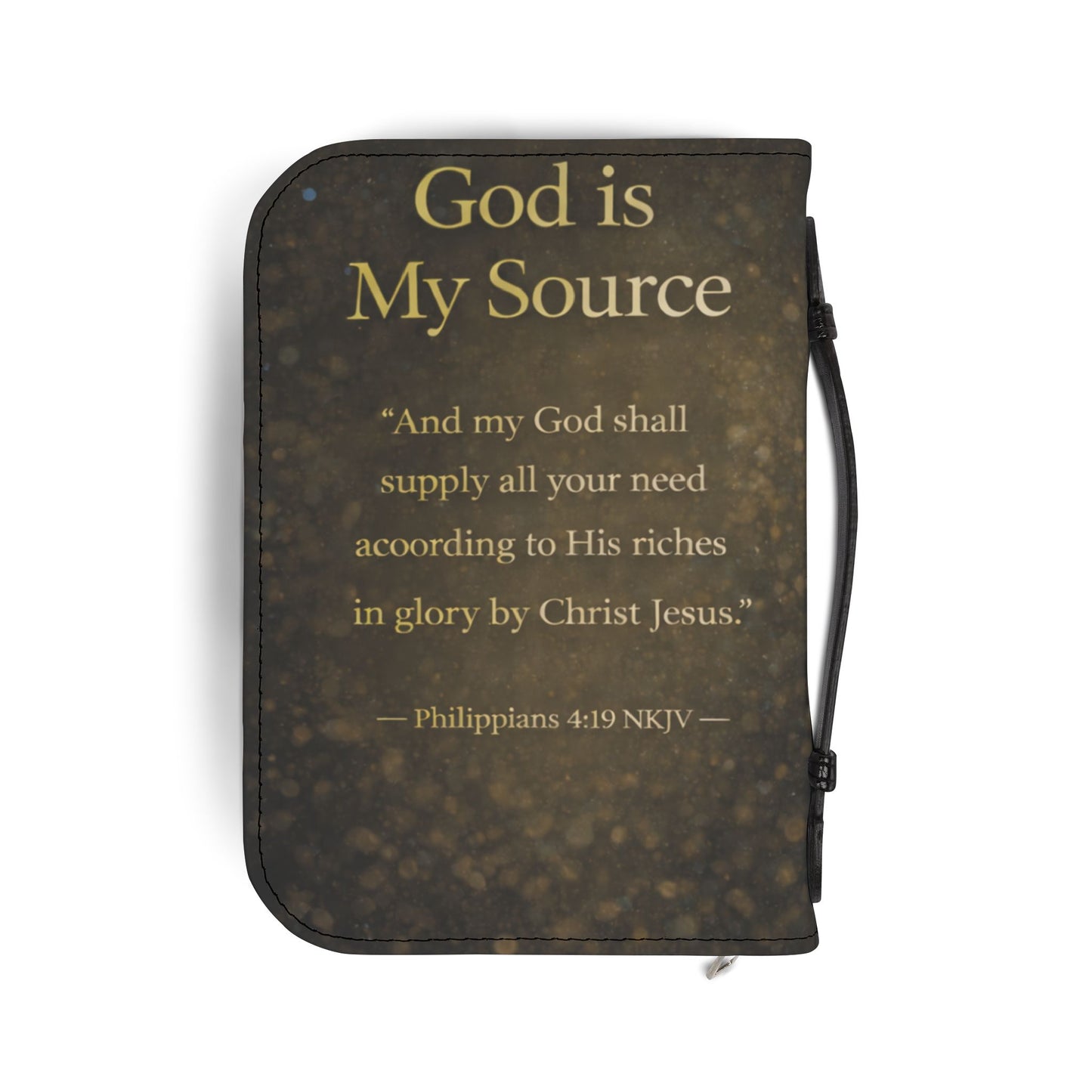 Bible Cover — "God Is My Source" Inspirational Zippered Bible Case