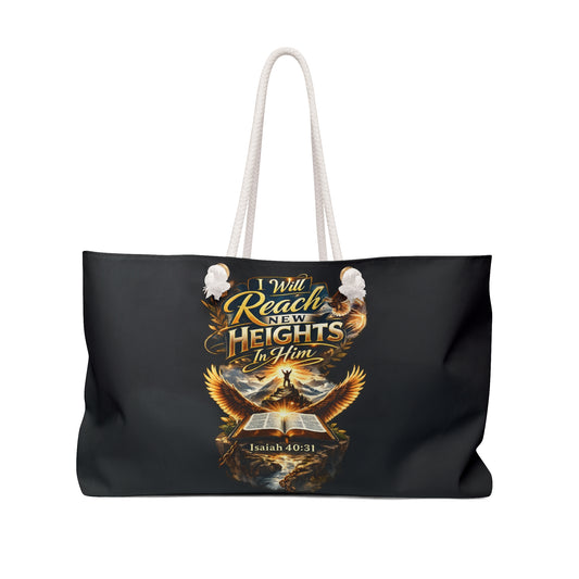 "I Will Reach New Heights in Him" Inspirational Christian Travel Tote (Isaiah 40:31)