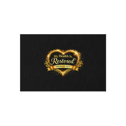 Outdoor Rug — “My Health Is Restored” Scripture Welcome Mat (Jeremiah 30:17)