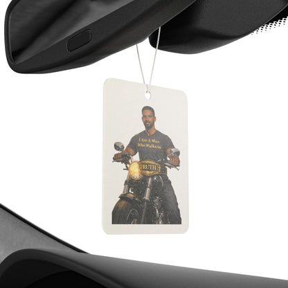 Motorcycle Rider Car Air Freshener — "Ride & Roar" Vintage Bike Design