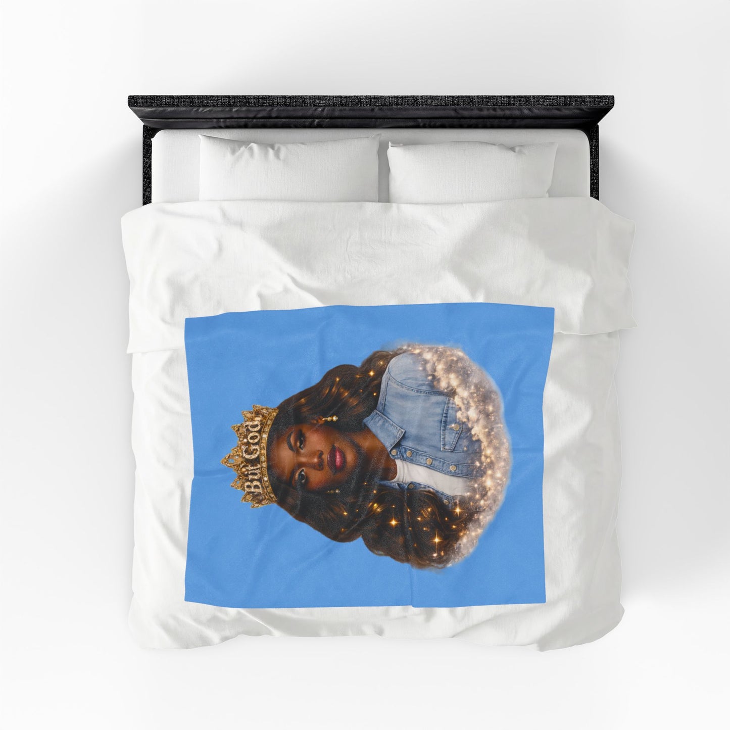 Plush Blanket — 'But God' Queen Portrait Velveteen Throw