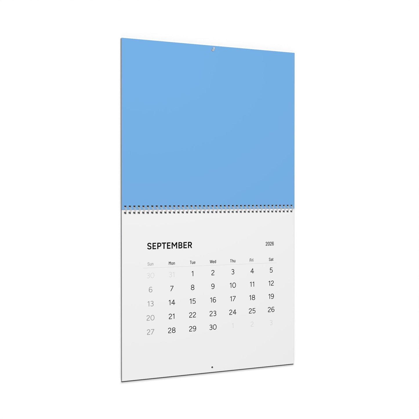 2026 Minimal Blue Wall Calendar — Modern Monthly Planner
