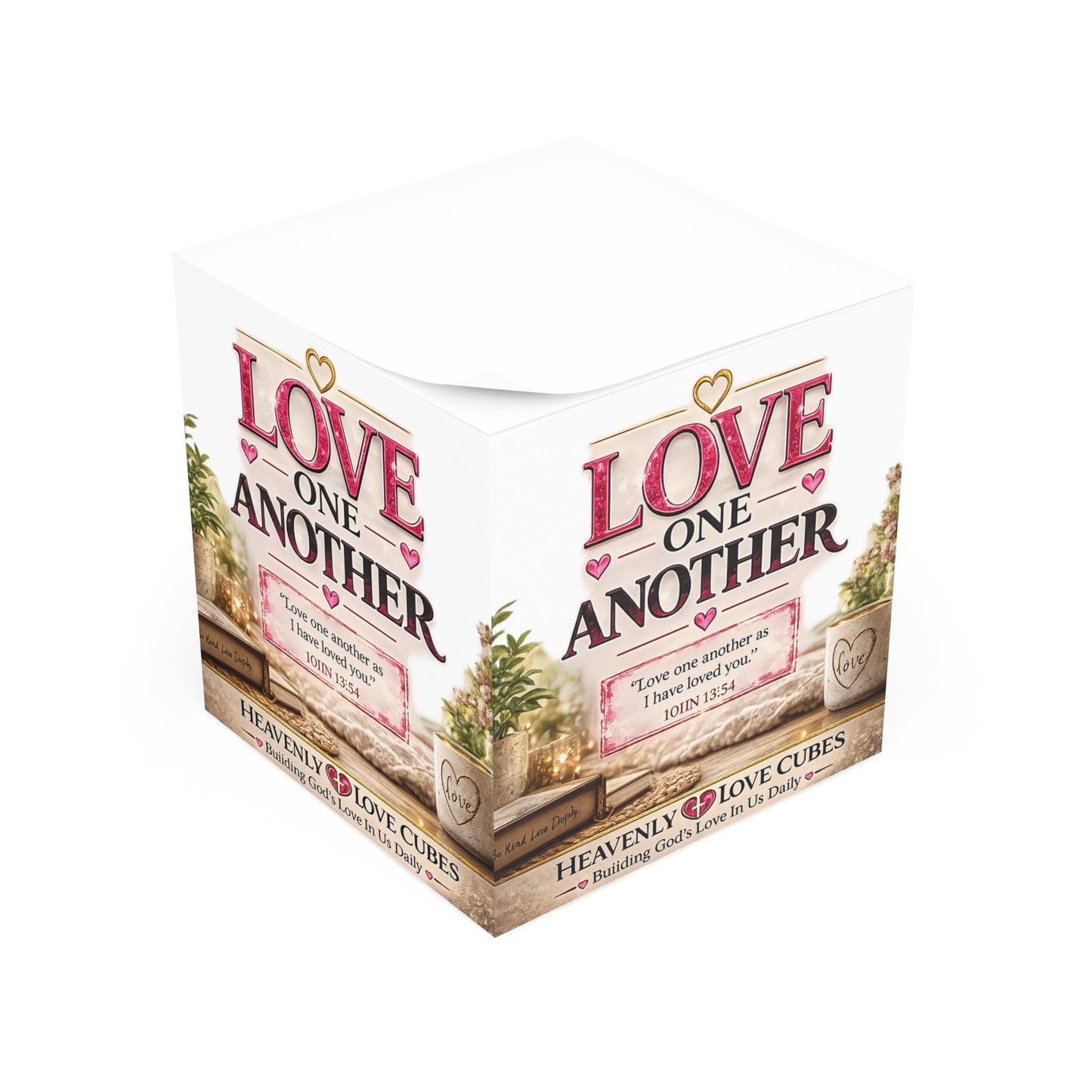 Heavenly Love Cube— "Love One Another" Inspirational Scripture Desk Notepad (John 13:34)