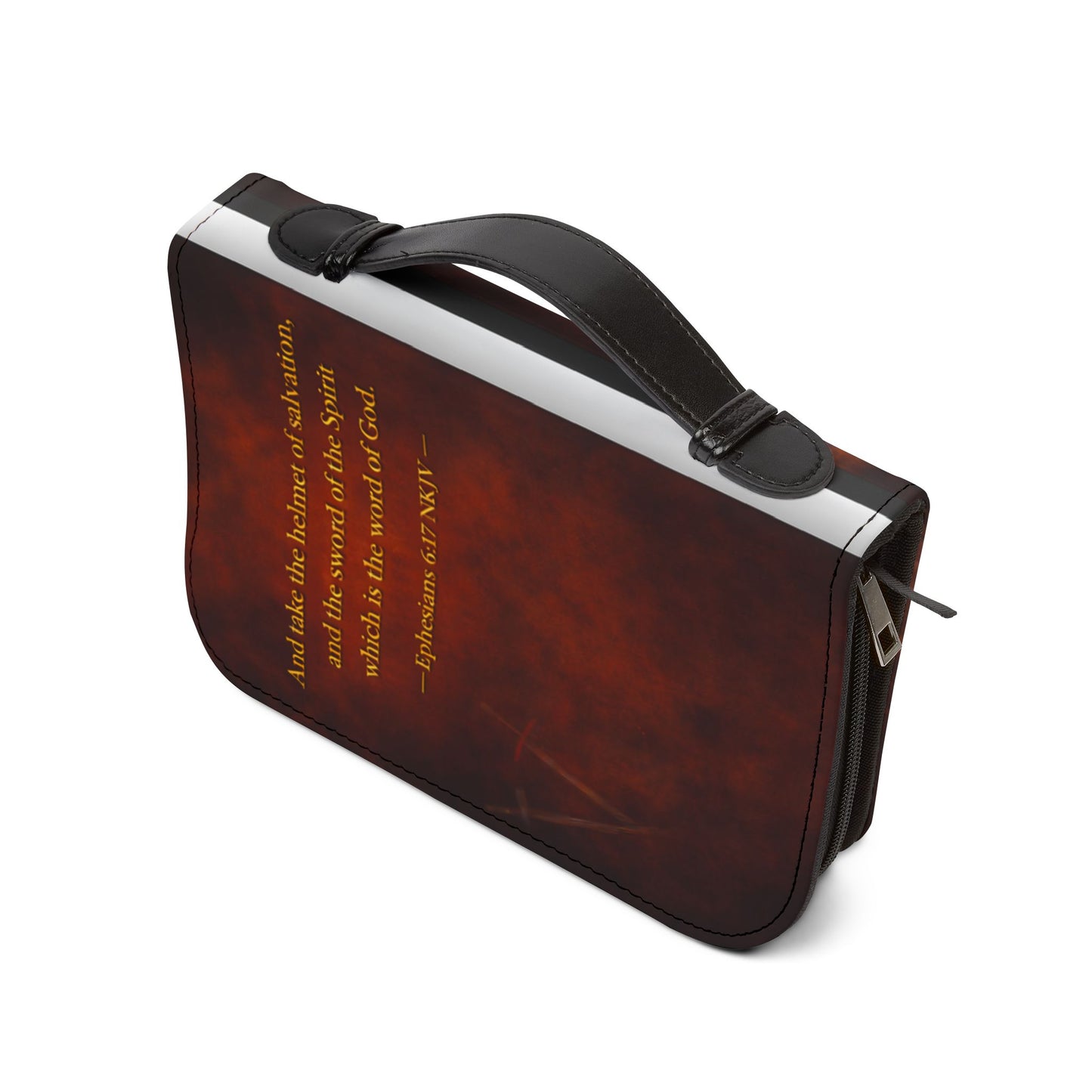 Bible Cover — "I Fight With The Word, Not My Words" Flame Armor Zippered Bible Case