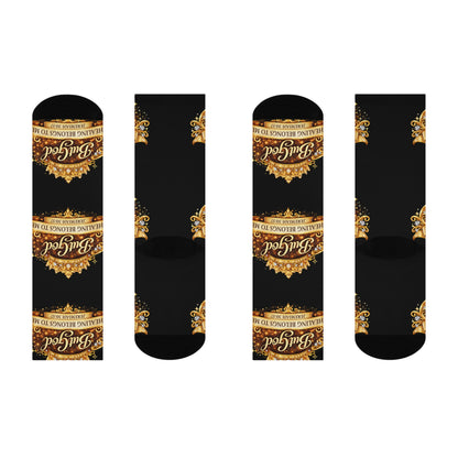 Crew Socks — "But God, Healing Belongs to Me" Scripture Design