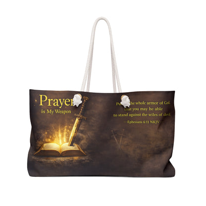 Prayer Is My Weapon Weekender Bag — Christian Bible Travel Tote