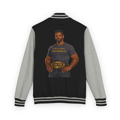 Letterman Jacket — "I Am a Man Who Walks in Truth" Graphic Varsity Jacket