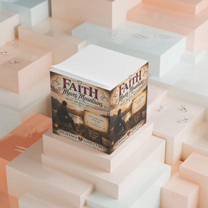 Heavenly Love Cubes Faith Moves Mountains — Inspirational Religious Sticky Note Cube (2 Corinthians 5:7)