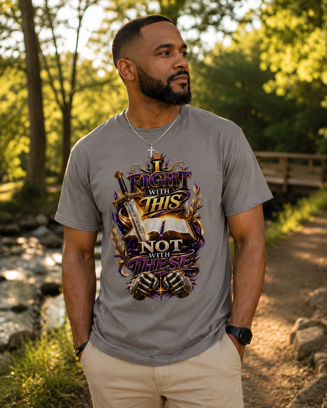 Christian Faith T-Shirt — "I Fight With This Not With These" Gospel Tee
