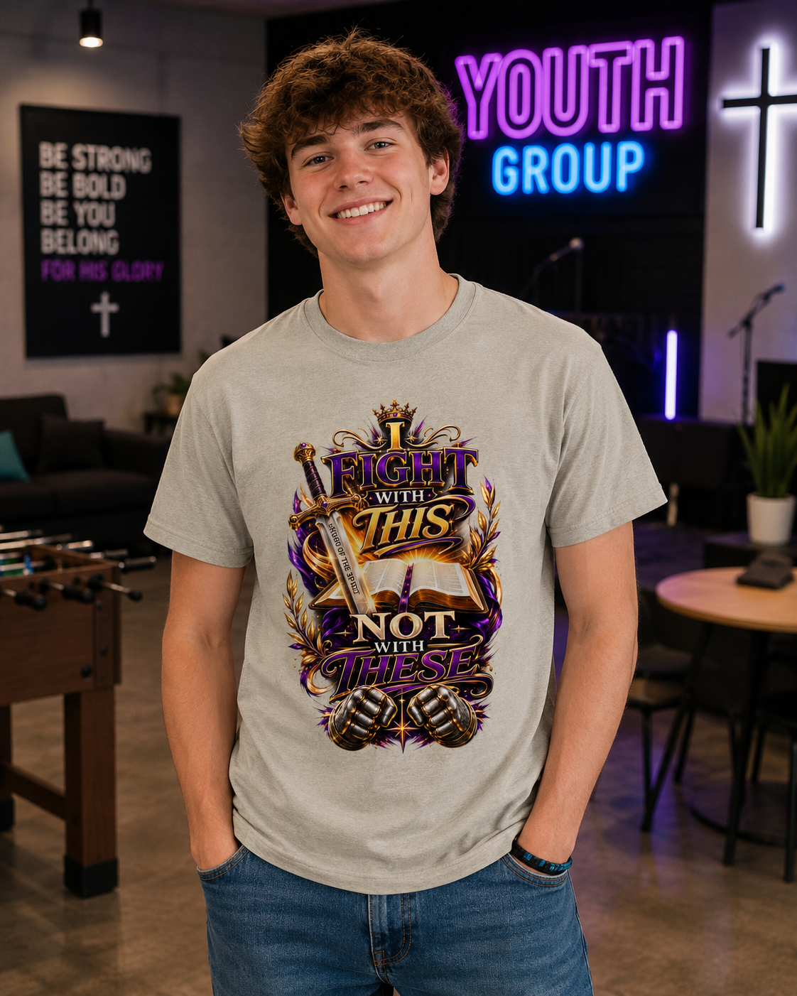 Christian Faith T-Shirt — "I Fight With This Not With These" Gospel Tee