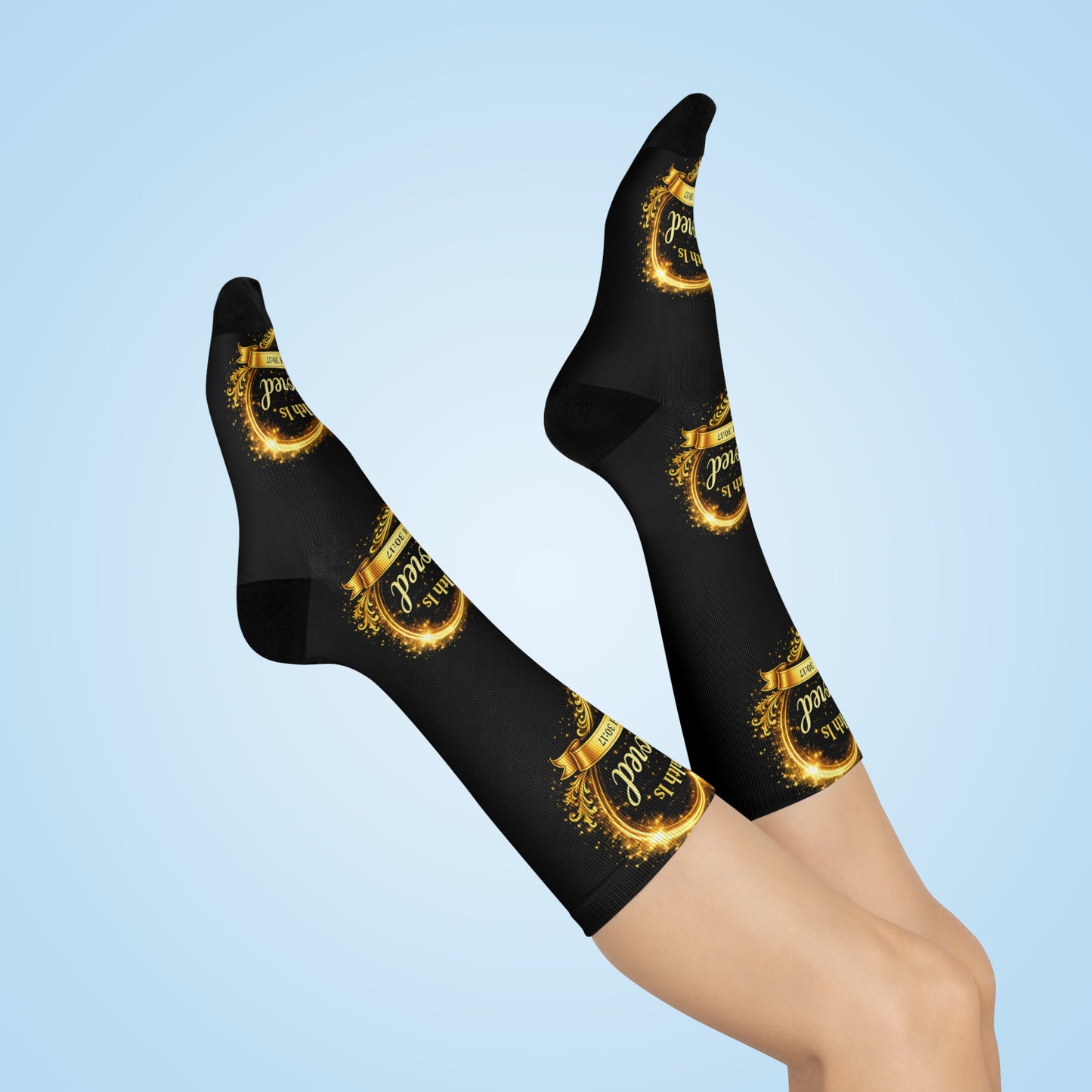 Cushioned Crew Socks — “My Health Is Restored” Inspirational Scripture Socks (Jeremiah 30:17)