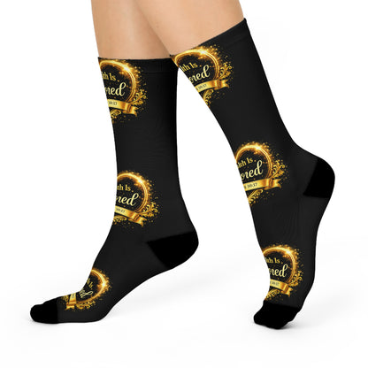 Cushioned Crew Socks — “My Health Is Restored” Inspirational Scripture Socks (Jeremiah 30:17)