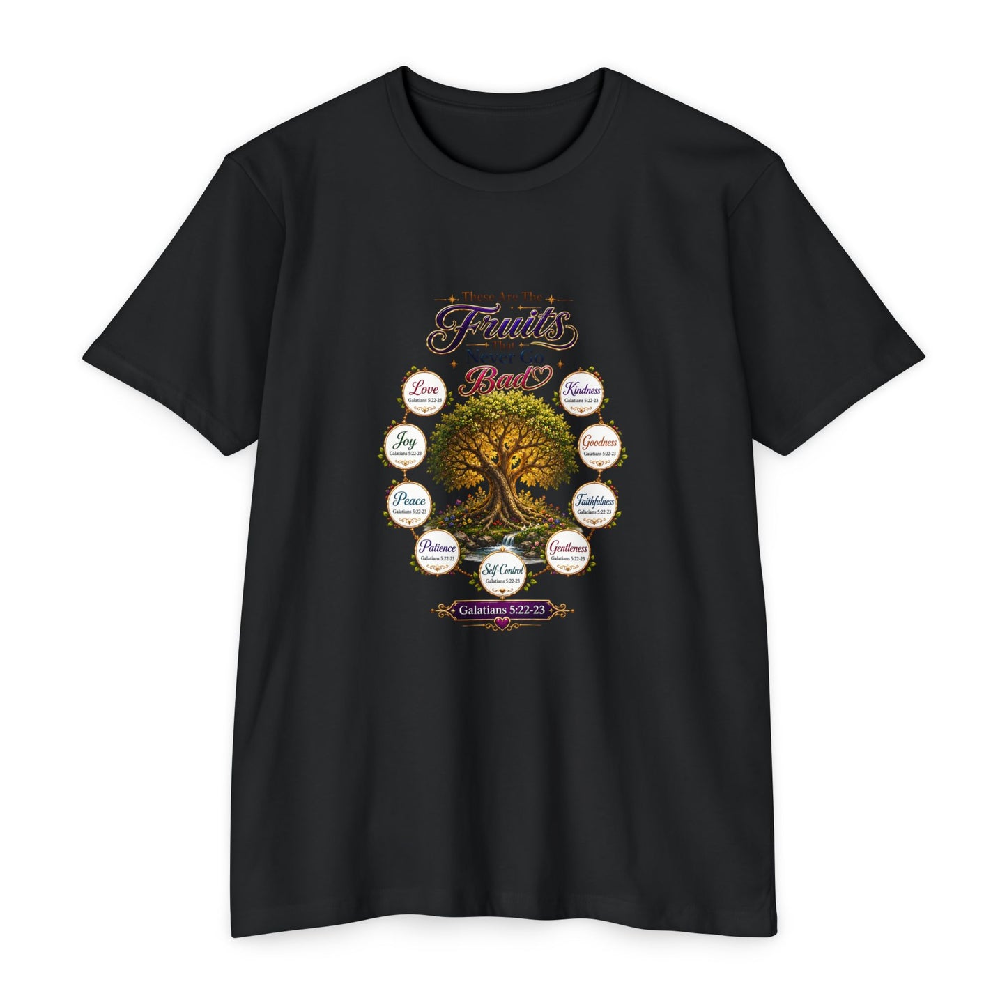 T-Shirt — Fruit of the Spirit Tree Design (Galatians 5:22-23)