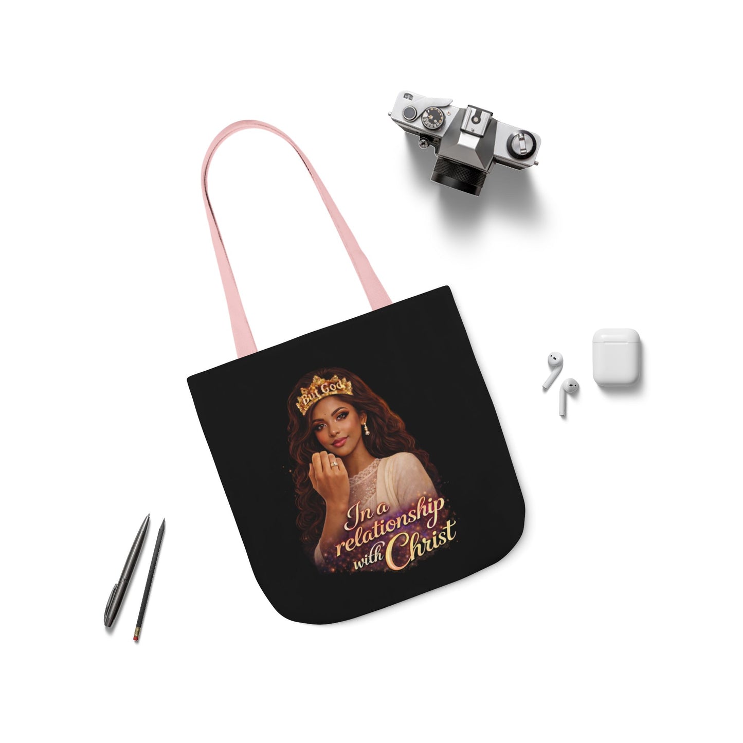 Christian Queen Tote Bag — "I'm in a Relationship with Christ" Canvas Tote