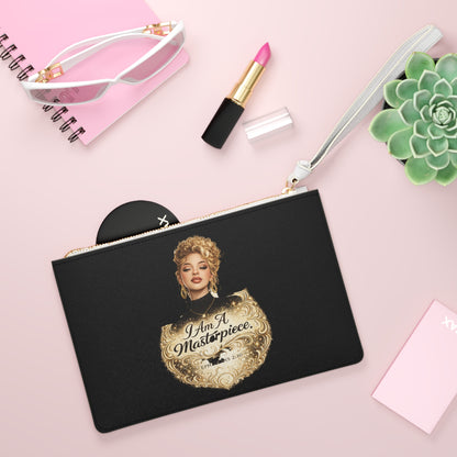 Clutch Bag — "I Am A Masterpiece" Gold Crest Wristlet