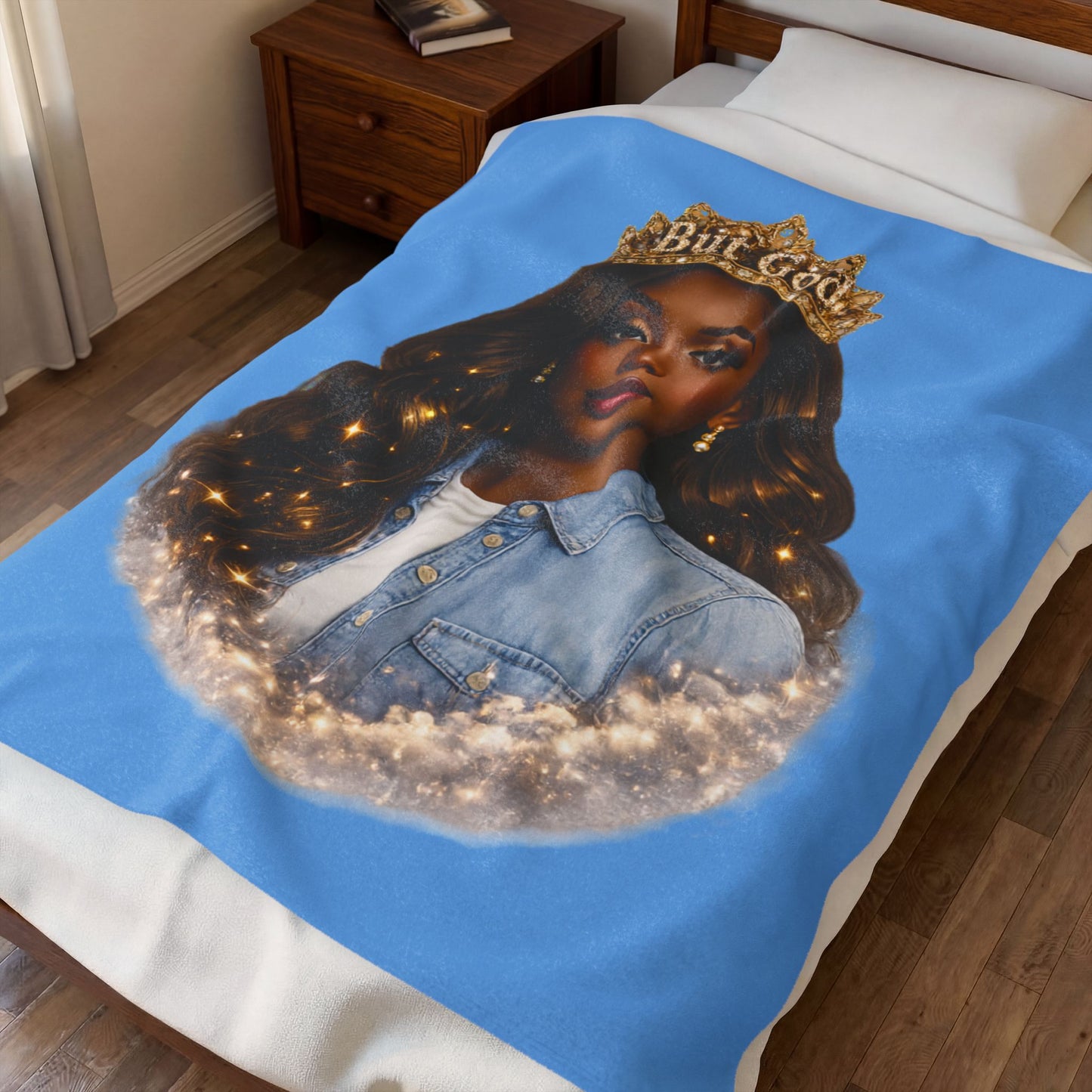 Plush Blanket — 'But God' Queen Portrait Velveteen Throw