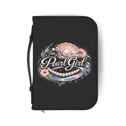 Bible Cover — "I'm A Pearl Girl" Floral Pearl Design Zippered Bible Case