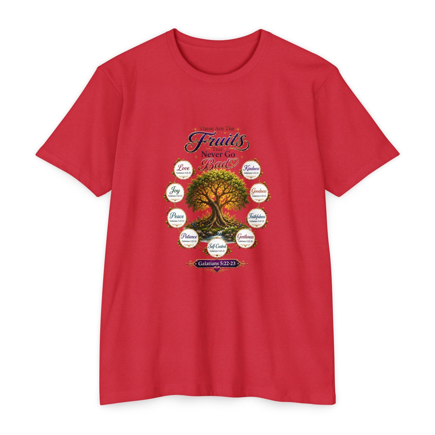 T-Shirt — Fruit of the Spirit Tree Design (Galatians 5:22-23)