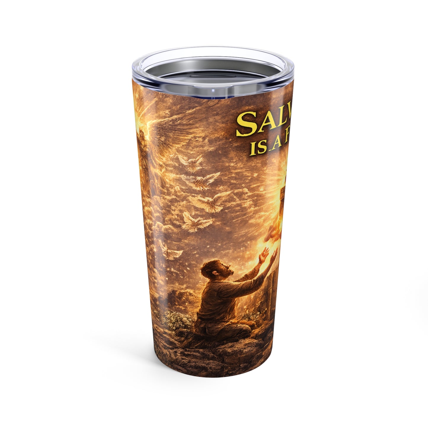20oz Inspirational Christian Tumbler — "Salvation is a Gift" Scripture Travel Mug